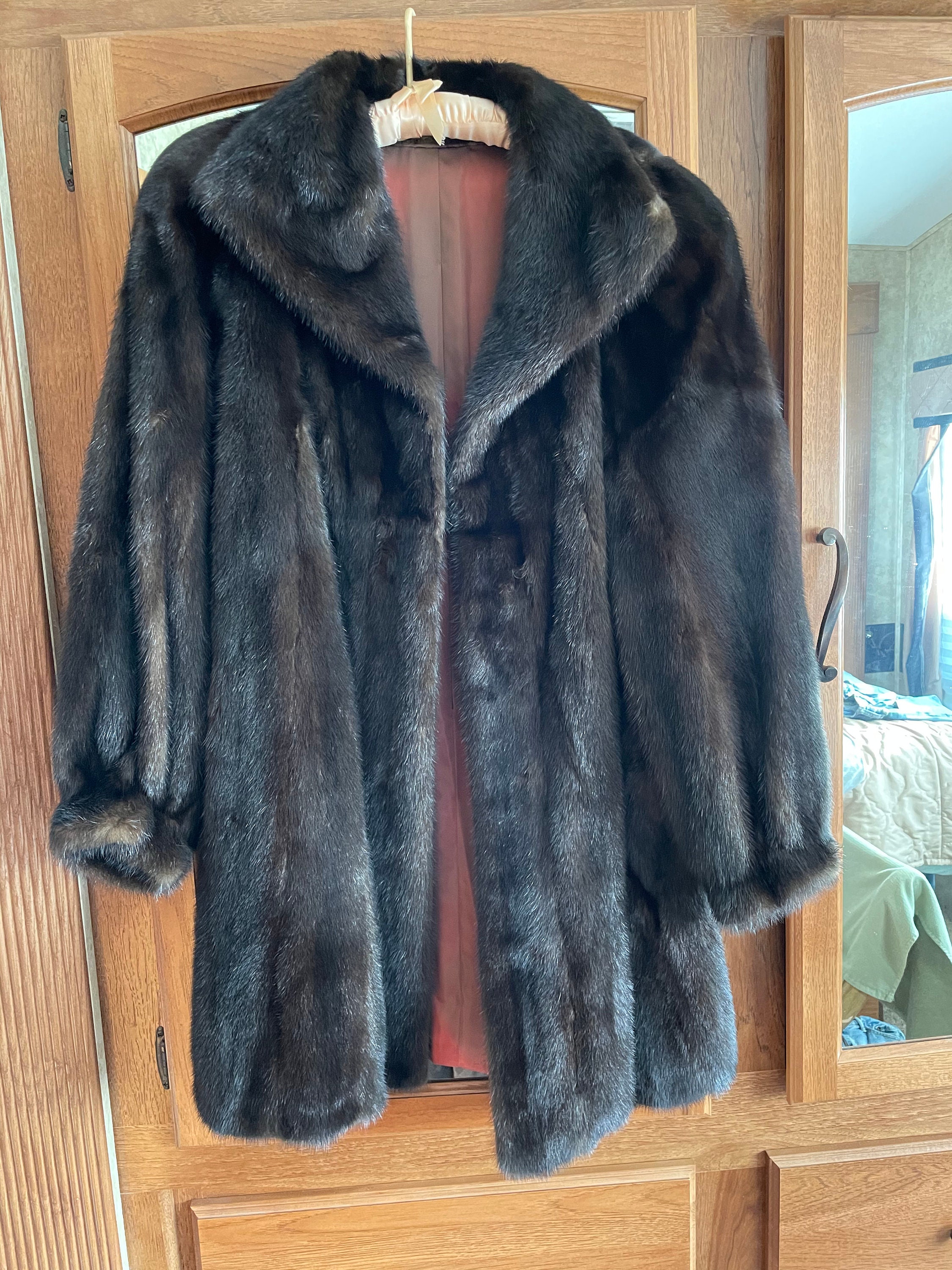 Vintage Pastel Canadian Brown Mink Fur Coat Stroller Jacket S/M