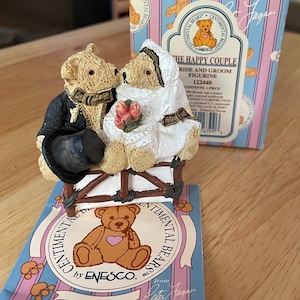 Enesco Centimental Bear &quot;The Happy Couple&quot; Bride and Groom Figurine #122440
