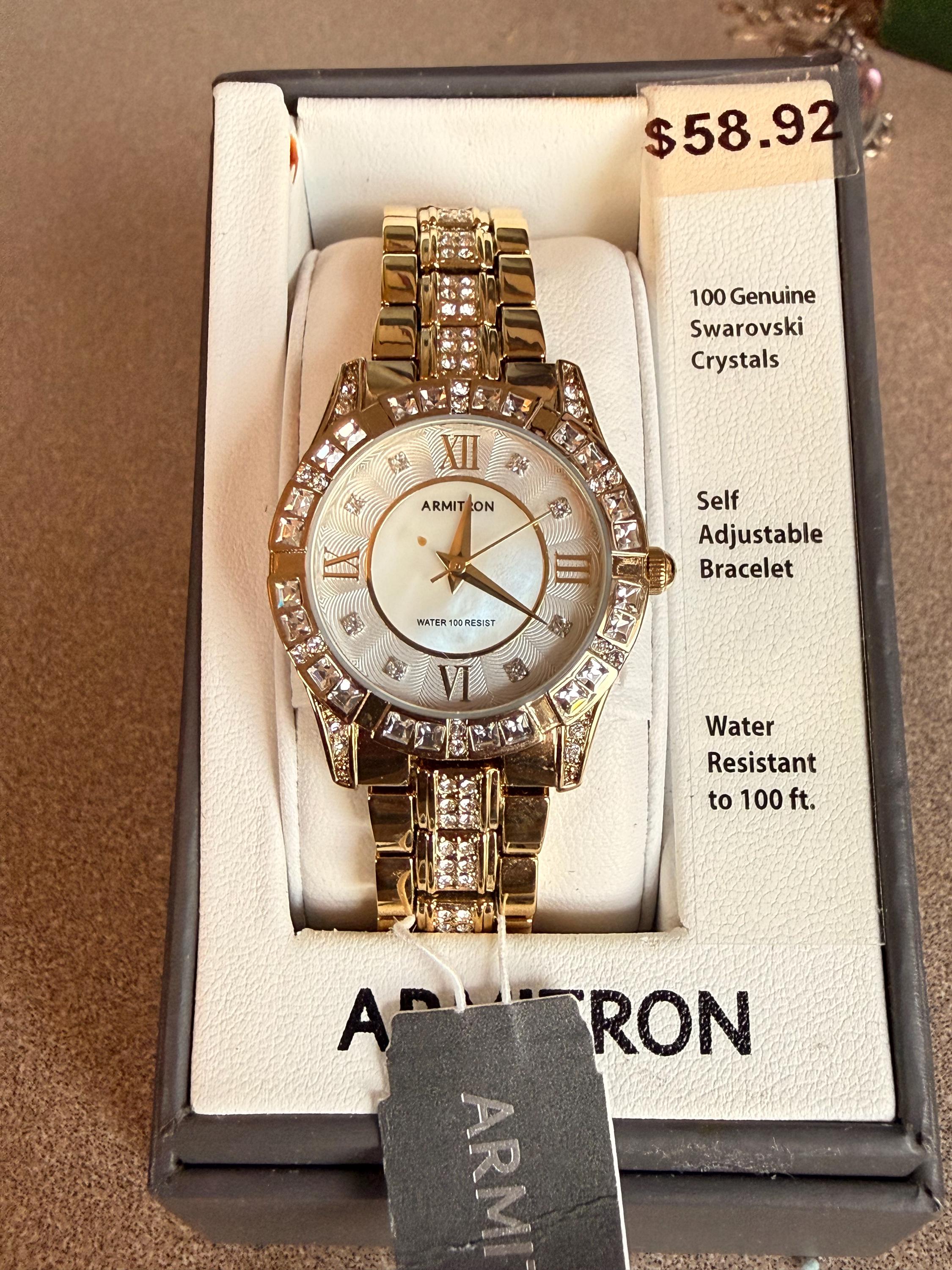 Vintage Ladies Armitron Watch With Genuine Swarovski 