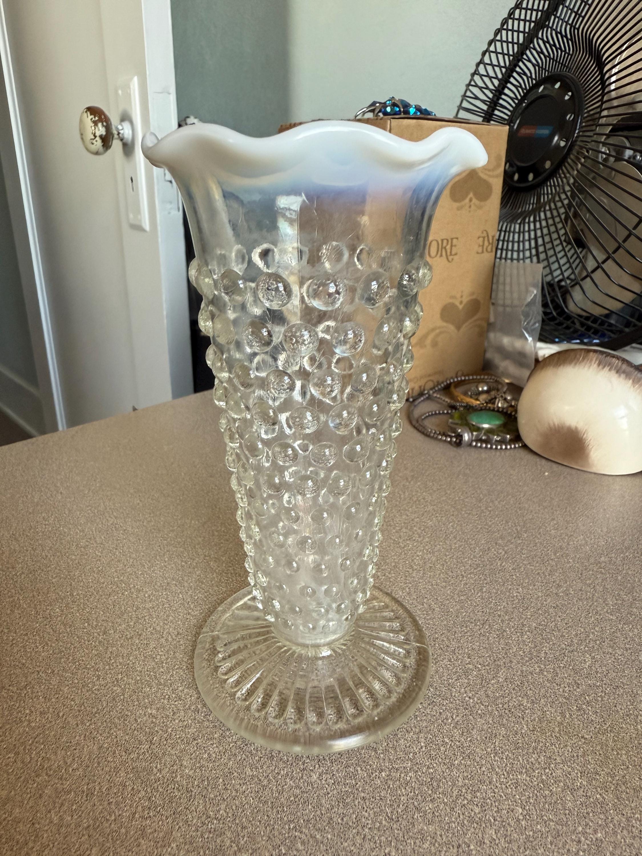 美品！フェントン　オパールセント　ホブネイル　花瓶 ヴィンテージ フェントン オパールセント ホブネイル ムーンストーン