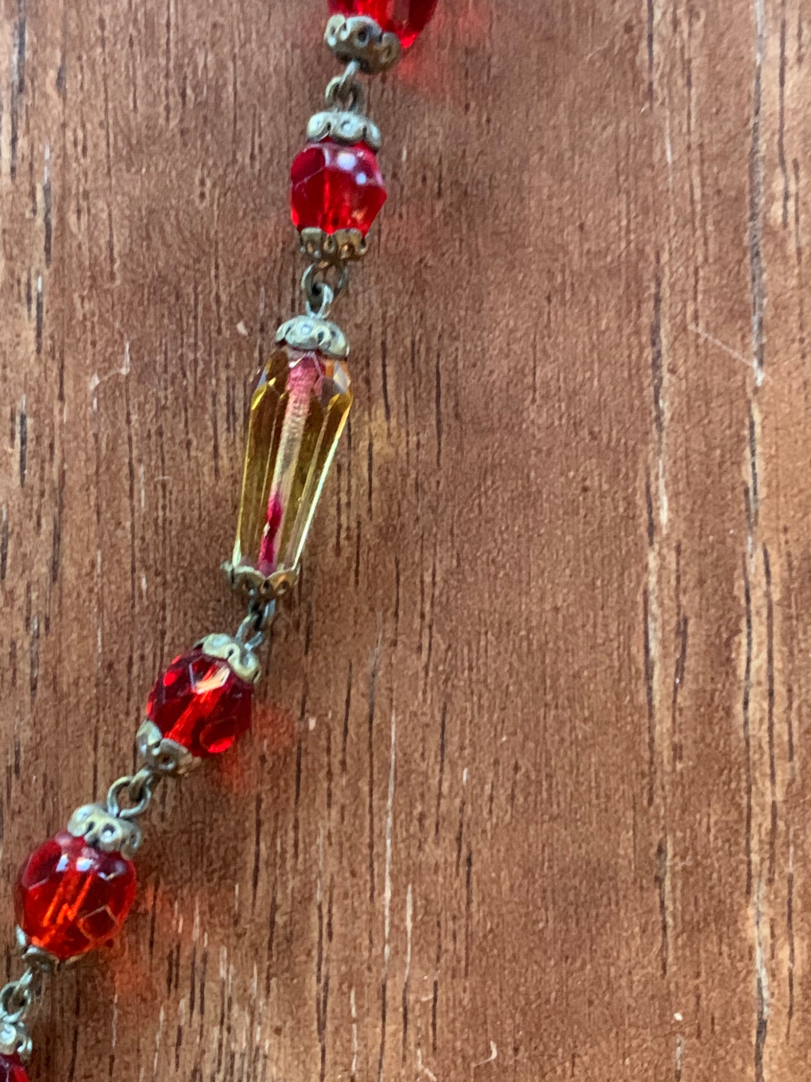 Vintage Ornate Ruby Red Glass Beads Victorian Style Necklace Etsy