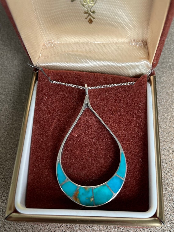 Native American Sterling Silver Turquoise Tear Dro