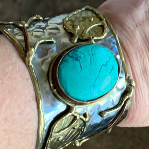 Beautiful Handmade Tibet Turquoise Cuff Bracelet