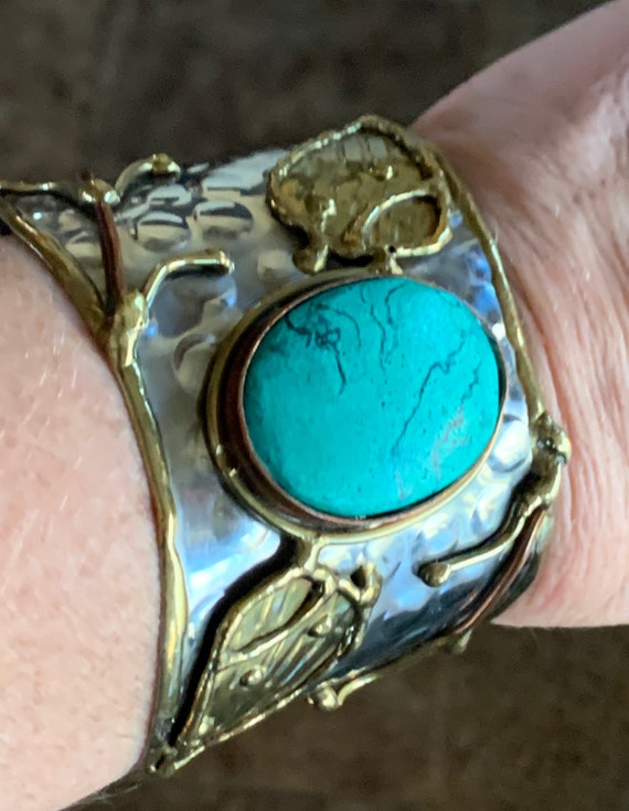 Beautiful Handmade Tibet Turquoise Cuff Bracelet