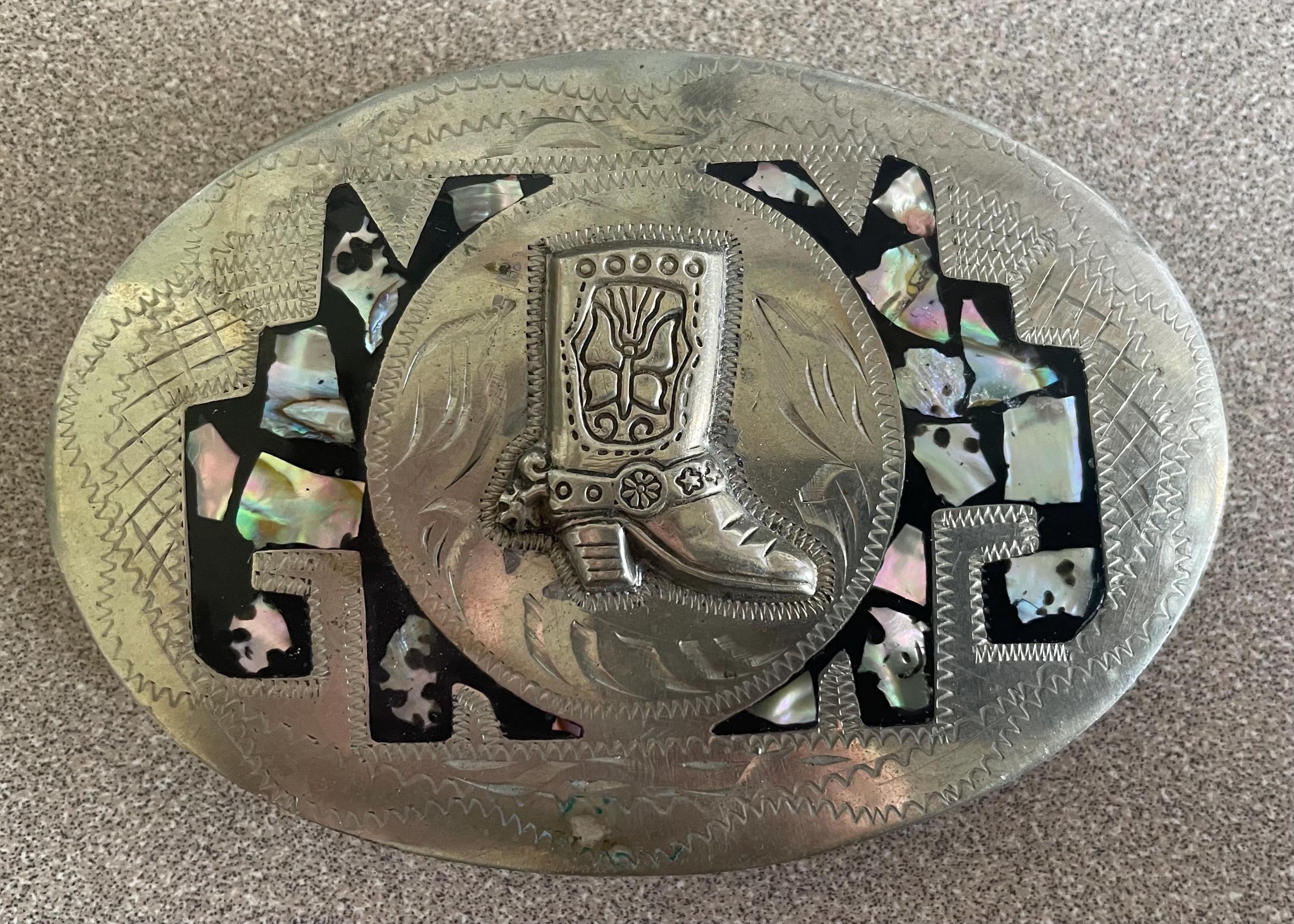 Boucle De Ceinture En Alpaga Vintage De Mexico - Marque Taxco Metales - Pièce Artisanale Mexicaine
