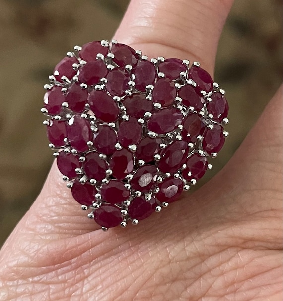 Stunning Large Lab Created Rubies Sterling Silver 