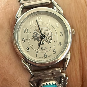 時計 Nadia vintage Indian jewelry Watch Vintage Lapis Inlay Sterling Silver Nadia Quartz Watch