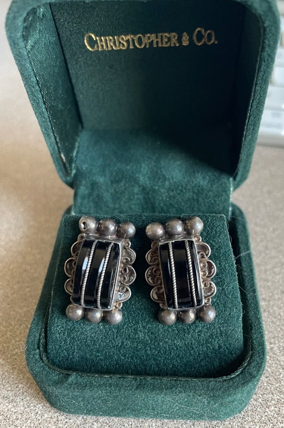 Beautiful Antique Taxco Mexican Silver and Black O