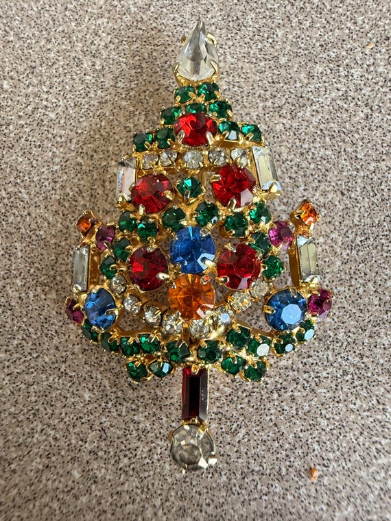 Beautiful Signed Warner Rhinestone Christmas Tree… - image 1