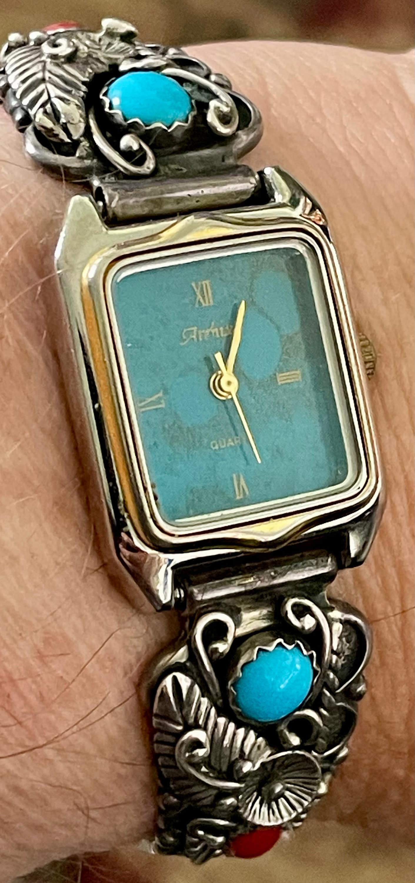 Vintage Artist Signed Native American Sterling Silver Watch
