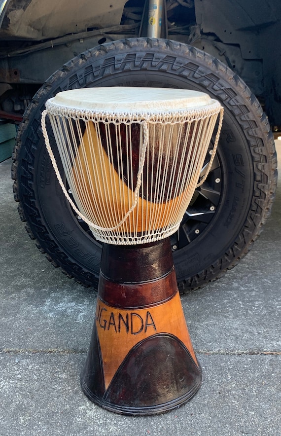 Huge 28" Vintage Handmade Hand Carved Djembe Drum
