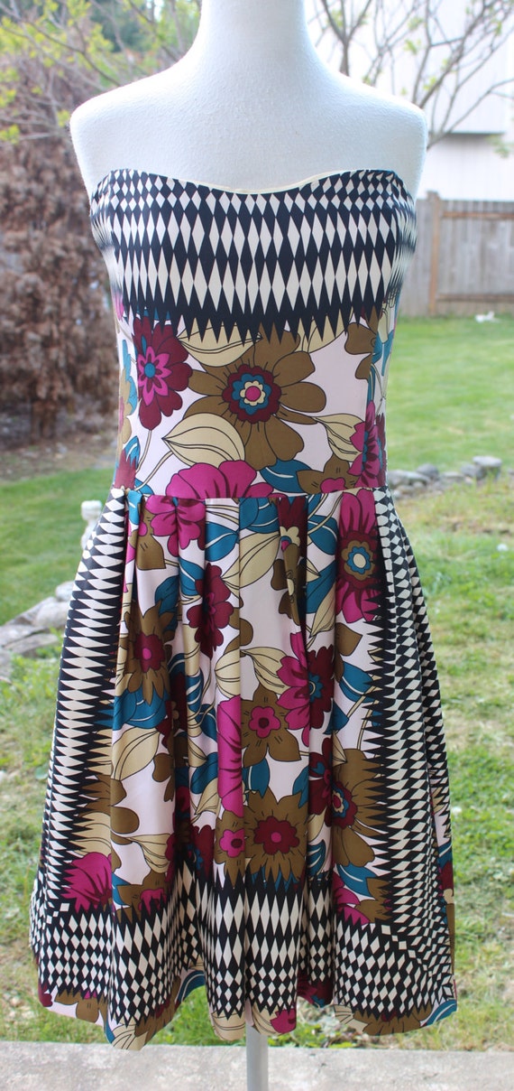 Vintage Nicole Miller Bright Floral 100% Silk Sleeveless Dress | Etsy