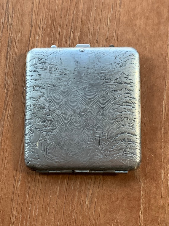 Antique Russian Silver Cigarette Case with Forest 
