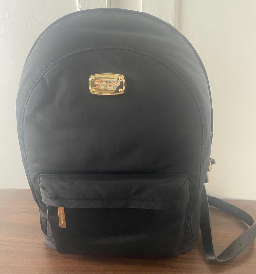 Michael Kors Black Patent Leather Zip Around Front Pocket Top Handle Backpack Michael Kors Jaycee Large Women MK Logo Zip Pocket Travel  main image 4