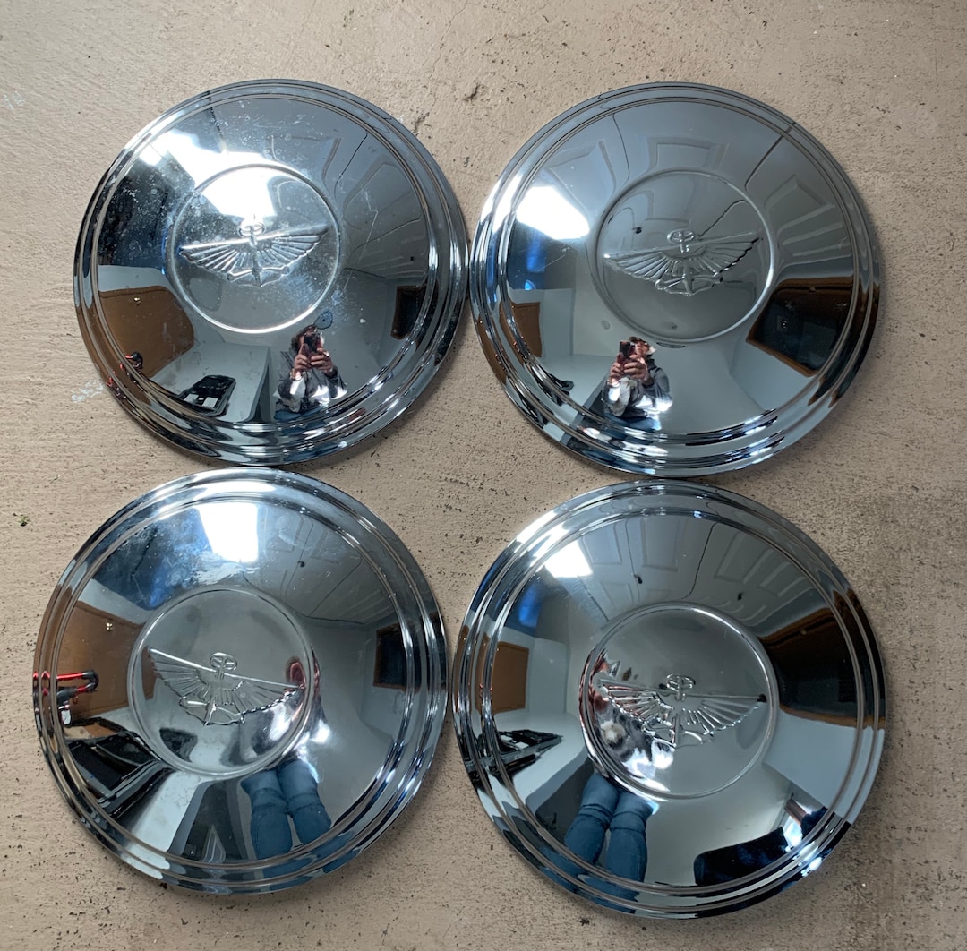 Vintage Chrome Half Moon Car Hubcaps Set of 4 Etsy