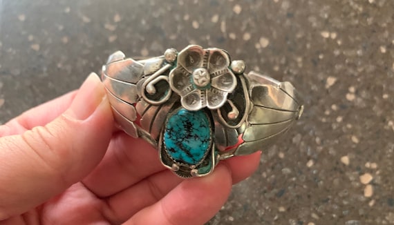 Vintage Native American Sterling Silver Turquoise… - image 5