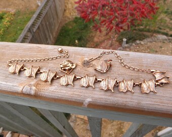 Vintage Modernist Copper Necklace and Clip Earrings Set