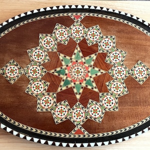 Rare Hard to Find Antonio Lopez Morilla Torremoinos Wood Inlay Serving Tray or Wall Hanging