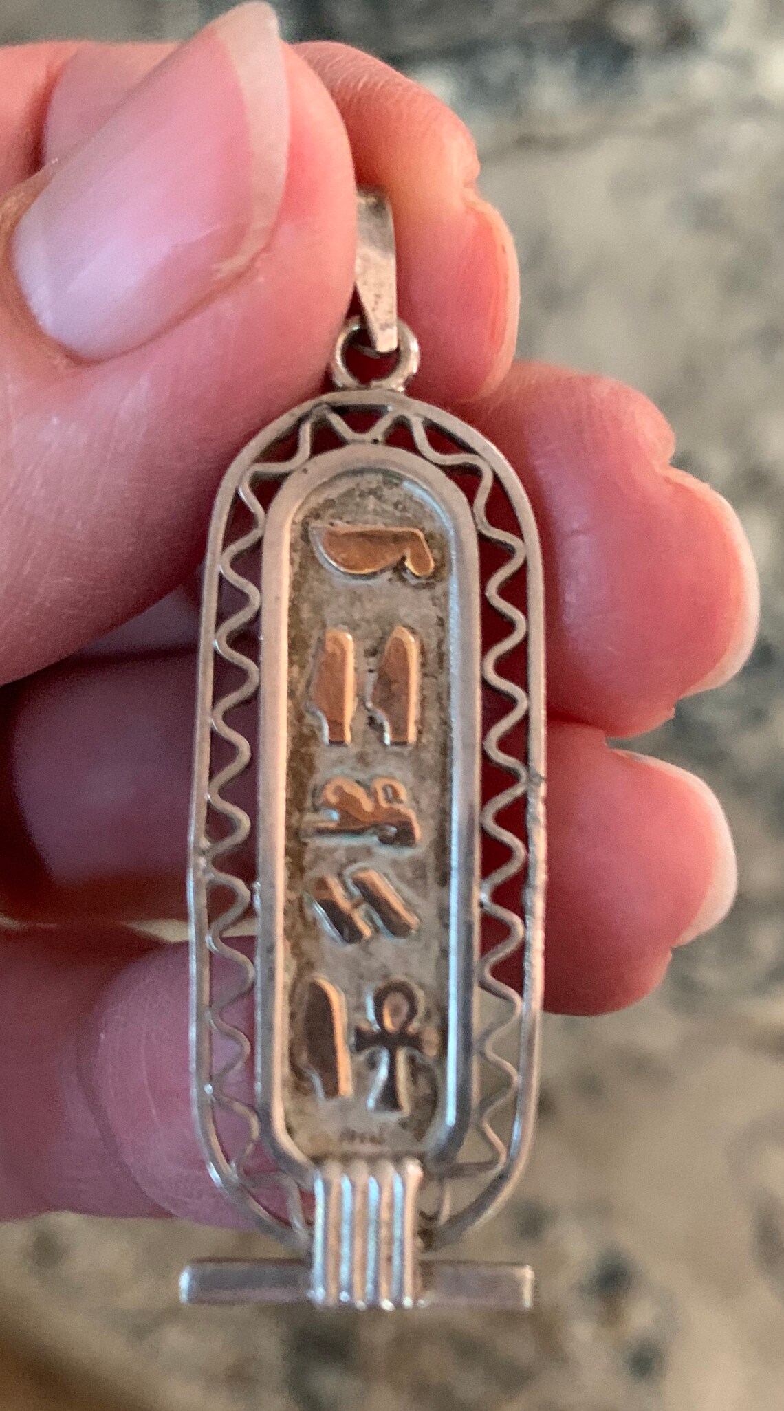 Sterling Silver Egyptian Pendant With 14k Gold Hieroglyphs - Etsy