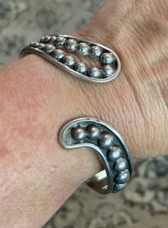 Vintage Taxco Mexico Sterling Silver Hinged  Brac… - image 1