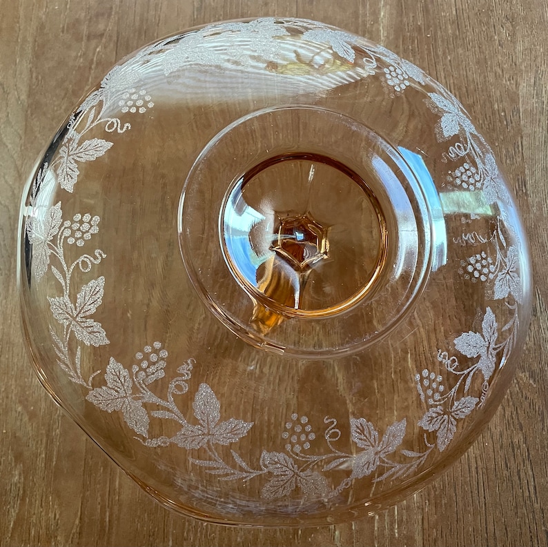 Beautiful Etched Pink Depression Glass Nut Dish With Grape Etsy UK
