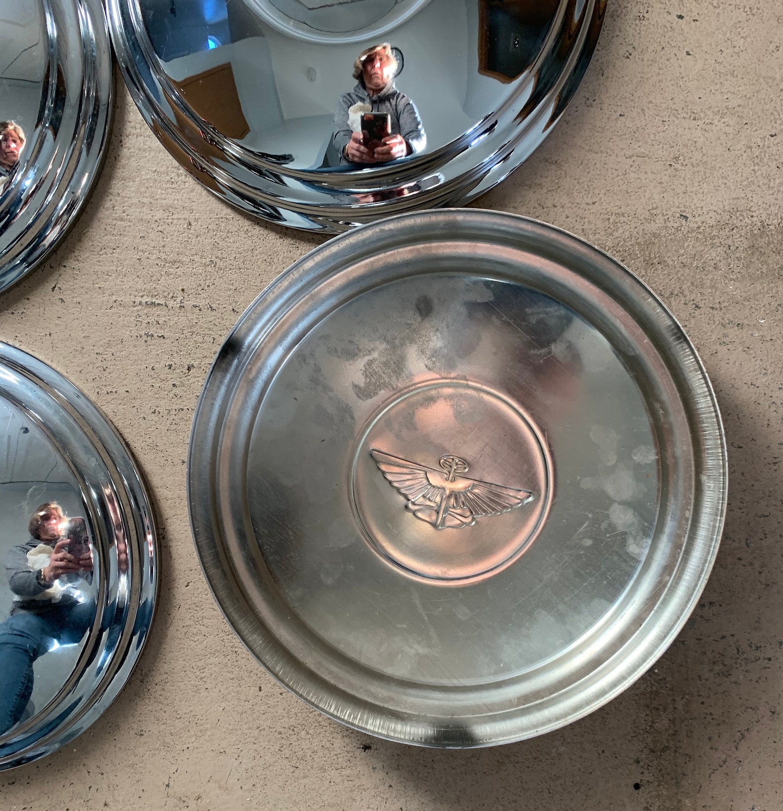 Vintage Chrome Half Moon Car Hubcaps Set of 4 Etsy