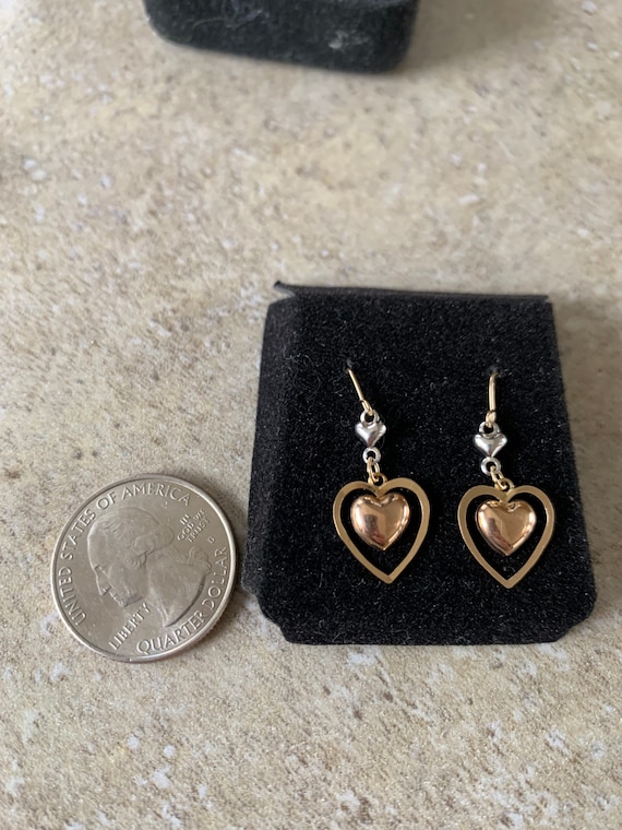 gold dangle heart earrings Gem