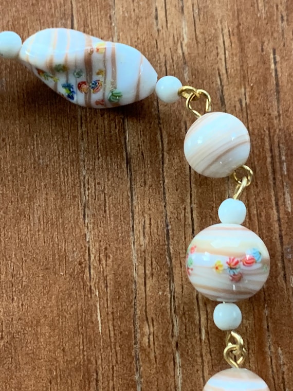 Beautiful White Murano Milifiori Glass Beads Wedd… - image 2