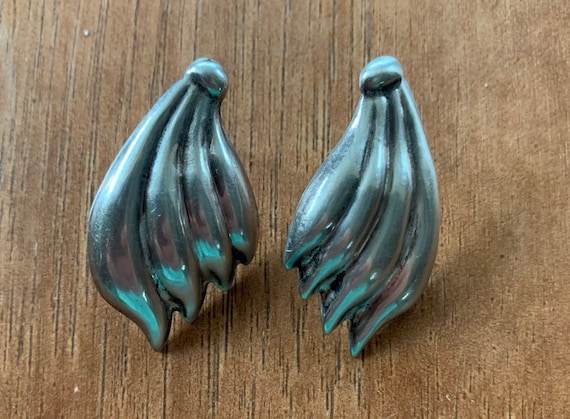 Large Mexican Taxco Sterling Silver Earrings - image 1