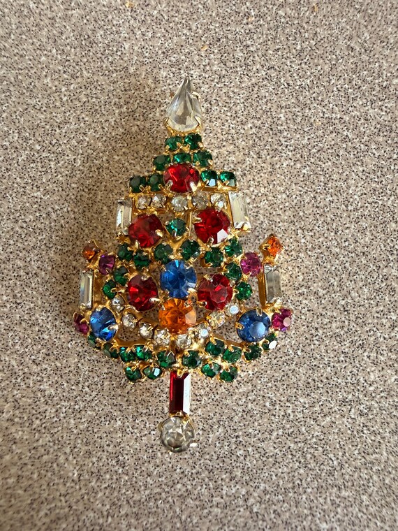 Beautiful Signed Warner Rhinestone Christmas Tree… - image 2
