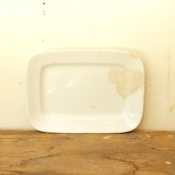 Rustic Ironstone Platter White Rectangle Antique Ironstone Farmhouse Style Ironstone Collection Display