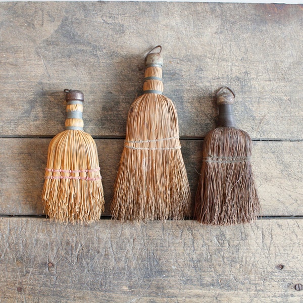 Curated Set of Rustic Primitive Whisk Brooms Wall Decor