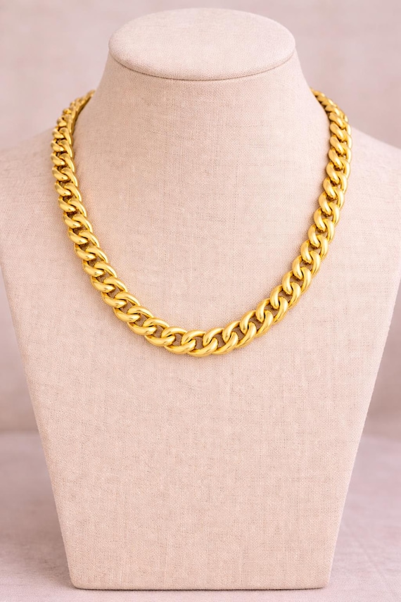 22KT Solid Yellow Gold Rolo Link Chain Necklace, Heavy Unisex Luxury Jewelry