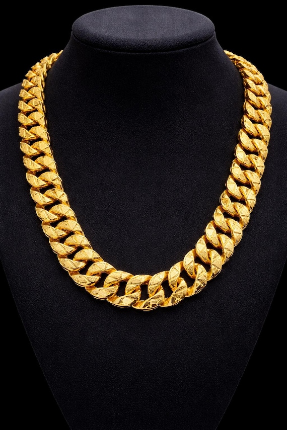 22K Yellow Gold Cuban Link Chain Necklace, 298 Grams, Wide Luxury Statement (916 Hallmarked)