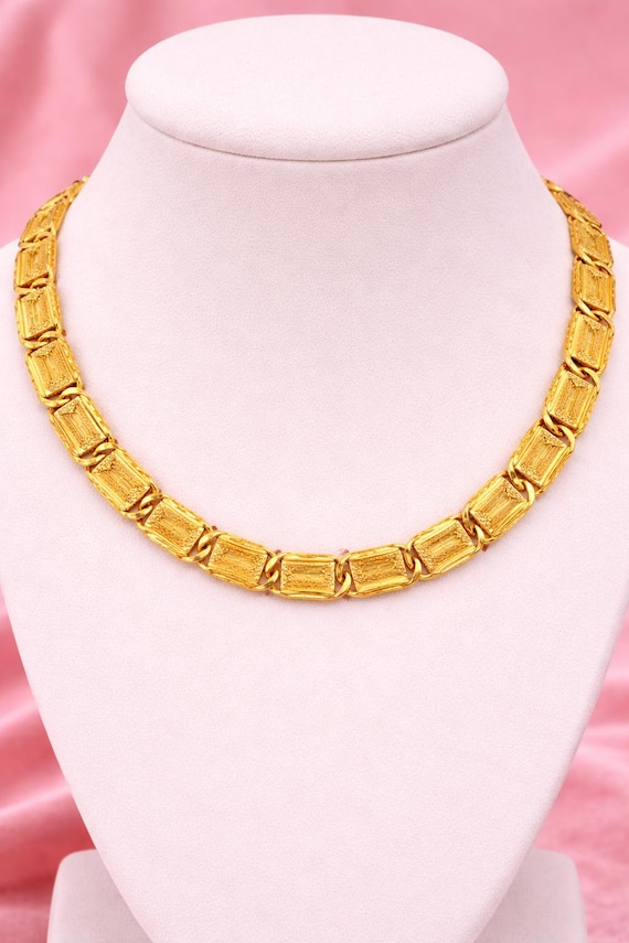 22K Yellow Gold Handmade Nawabi Chain Necklace, Traditional Indian Royal Men’s Jewelry