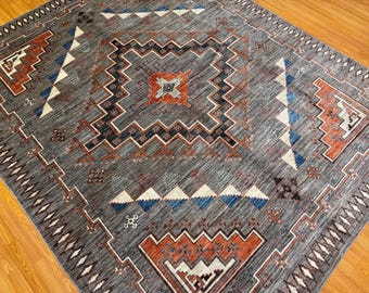 Hand Knotted Afghan Wool Rug 8x10 ft, Oriental Living Room Bedroom Carpet