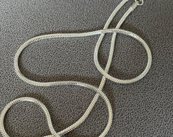 Handcrafted Pure Silver Snake Chain Necklace, Thin Smooth Herringbone Choker, Artisan Minimalist Everyday Jewelry Gift for Him