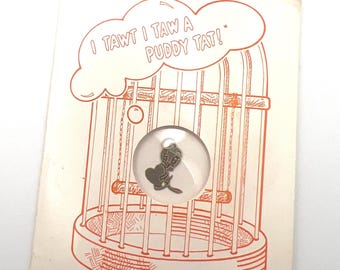 Vintage 1986 Tweety Bird 14K Gold Charm Looney Tunes Warner Bros Gold N Greetings Card