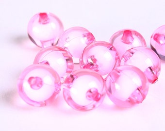 12mm pink miracle beads - bead in bead - Round beads - Gumball Bead - Clear beads - Gum ball beads  (453)