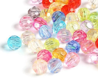 6mm Mixed color faceted beads - 6mm randomly mixed round beads - Bubblegum Beads (1272-1---)