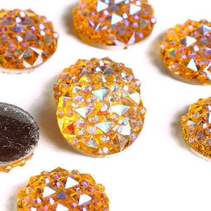 12mm Orange AB round resin cabochon Faux druzy cabochon Faux drusy cabochon Textured cabochons 1674 image 1