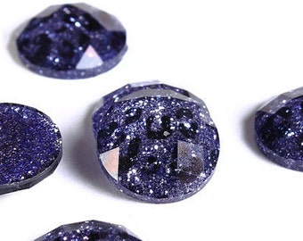 12mm Purple Leopard cabochon - Animal print cabochon - Cheetah cabochon - 12mm faceted cameo - Glitter cabochons (1724)