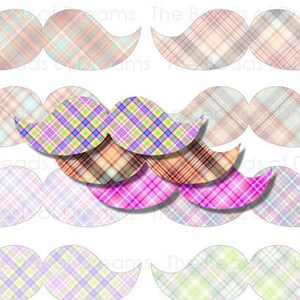12 large plaid Mustaches - mustaches tag - Printable digital collage sheet - mustaches party - INSTANT DOWNLOAD (cs0080)