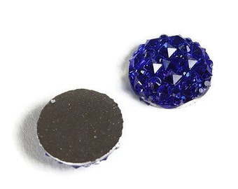 12mm Blue round resin cabochon - Faux druzy cabochon - Faux drusy cabochon - Textured cabochons (2072)