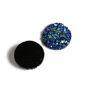 12mm Blue green yellow round resin cabochon Faux druzy cabochon Faux drusy cabochon Textured cabochon 1859 image 1