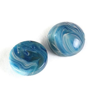 12mm teal blue green cream cabochon - Marble Cabochon - Domed Flat Back cabochon - 12mm Swirl cabochon (2056)