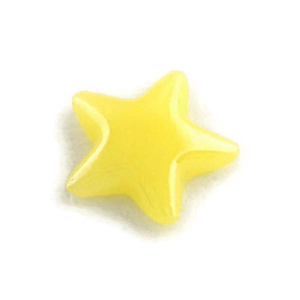 Star Yellow plated pearlized finish cabochons - Yellow porcelain cabochon - Kawaii cabochon - 7mm to 8mm (1925)