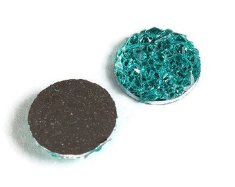 12mm Green turquoise round resin cabochon - Faux druzy cabochon - Faux drusy cabochon - Textured cabochons (2070)