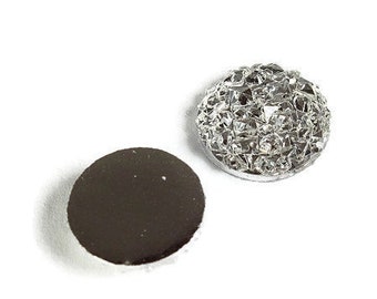 12mm White silver round resin cabochon - Faux druzy cabochon - Faux drusy cabochon - Textured cabochons (2073)