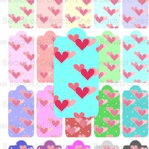 Printable digital collage sheet - Mixed color hearts tags in 20 colors - digital labels - digital tags - INSTANT DOWNLOAD (cs0031)